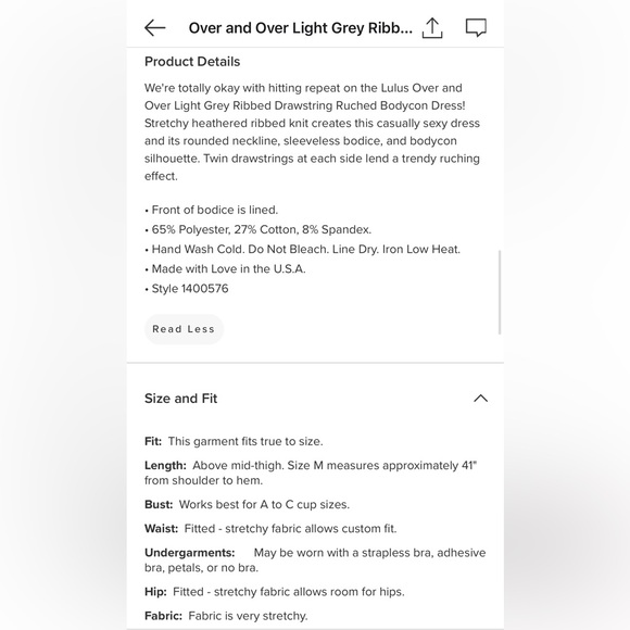 Over and Over Light Gray Ribbed Drawstring Ruched Bodycon Dress - Picture 4 of 4